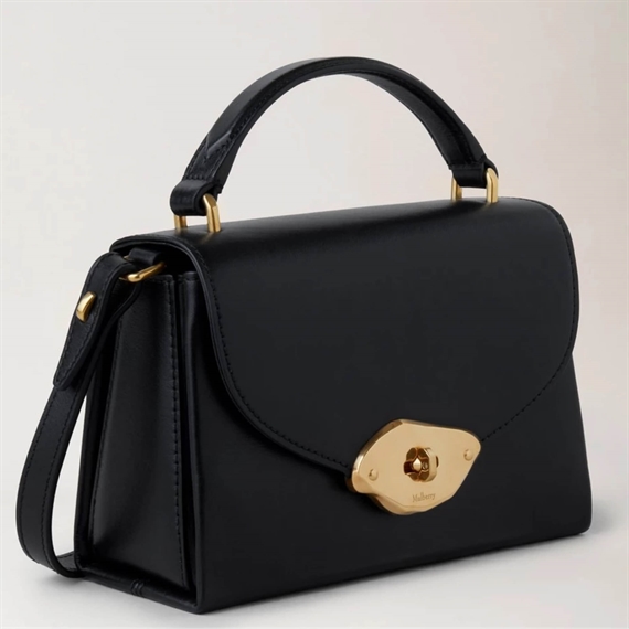 Mulberry Small Lana Top Handle Black High Gloss Leather